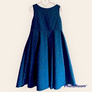 Navy Floral Jacquard Dress- Size 8